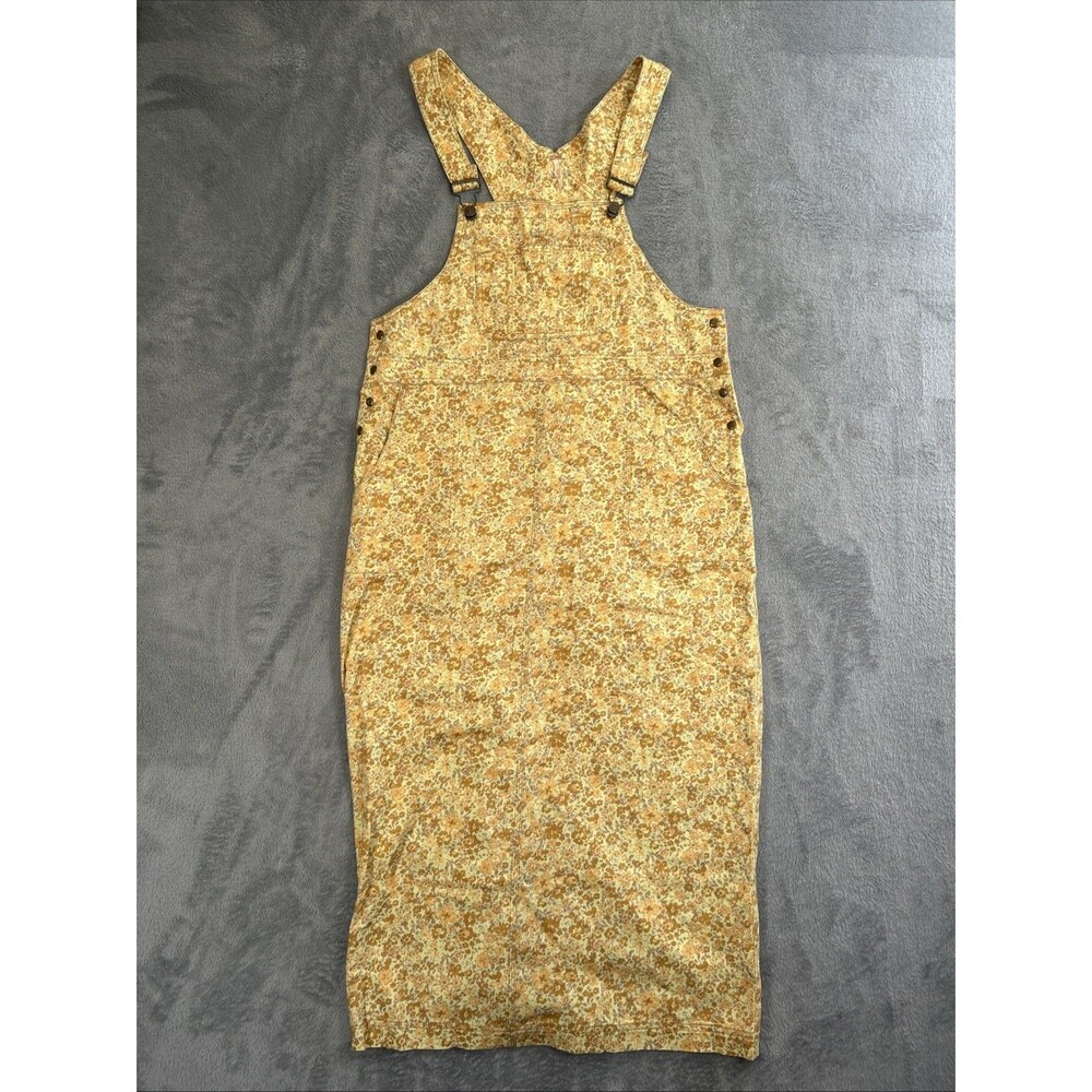 Free People Hanson Apron Midi Dress Womens Medium Sunshine Floral Print Overall
